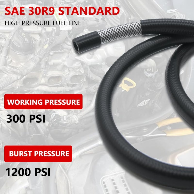 Byredio 1/2 Fuel Line Hose Transmission Cooler Hose 300PSI High Pressure Power Steering Fuel Injection Hose - Image 3